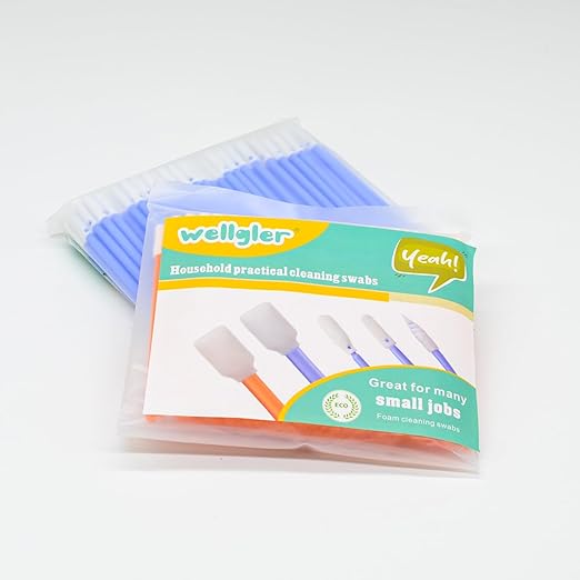 Wellgler's 200pcs Foam Swabs,for Makeup,Gun Cleaning or Pets Care,Multi-Role Cleaning Swabs KM742 (Blue)
