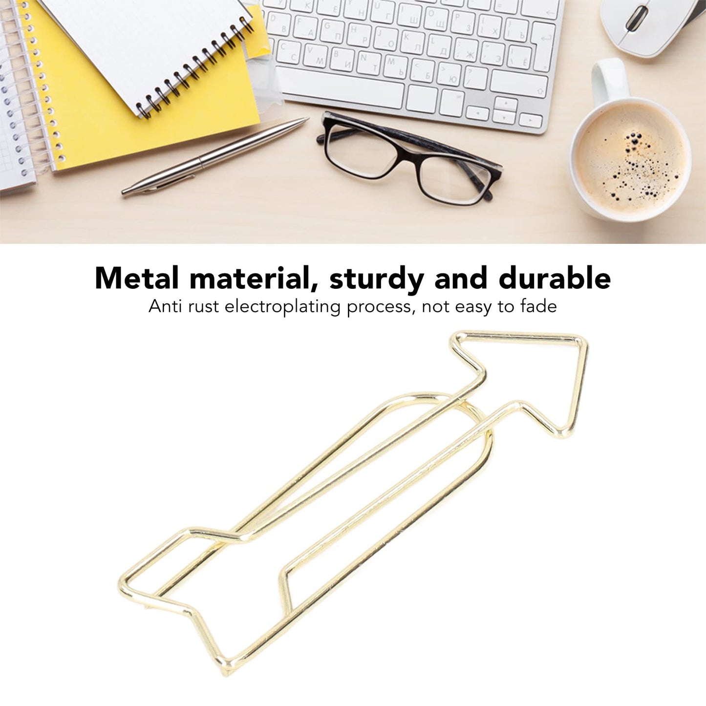 CYTGOUPER Small Gold Paper Clips 100 Pcs: Arrowhead Shaped Paper Clips with Clear Box,2in Decorative PaperClips Small for for Fun Office Supplies College Gifts Wedding Decoration