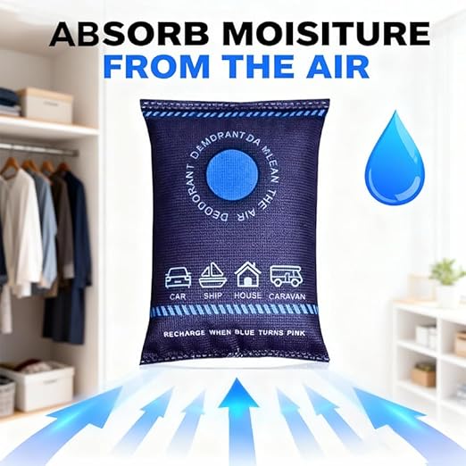 5-Pack Reusable Dehumidifier Bags, 100g Rechargeable Desiccant Packs for Moisture Absorption, Fits Car Truck RV Closet Basement Toolbox