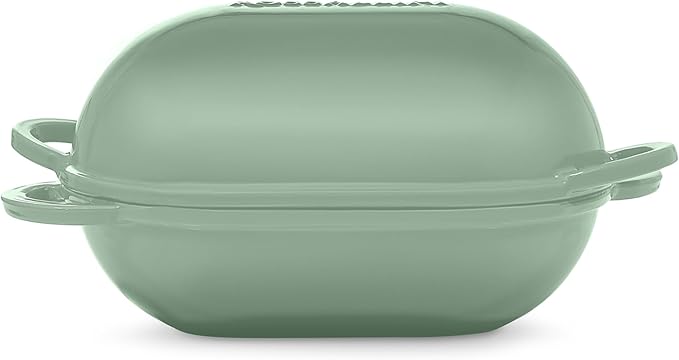 Signature Enameled Cast Iron Sourdough Bread Oven | Non-Stick with Tight Fitting Lid for Perfect Baking and Bread Making | 2QT Oval Oven With Lid [Sage Green]