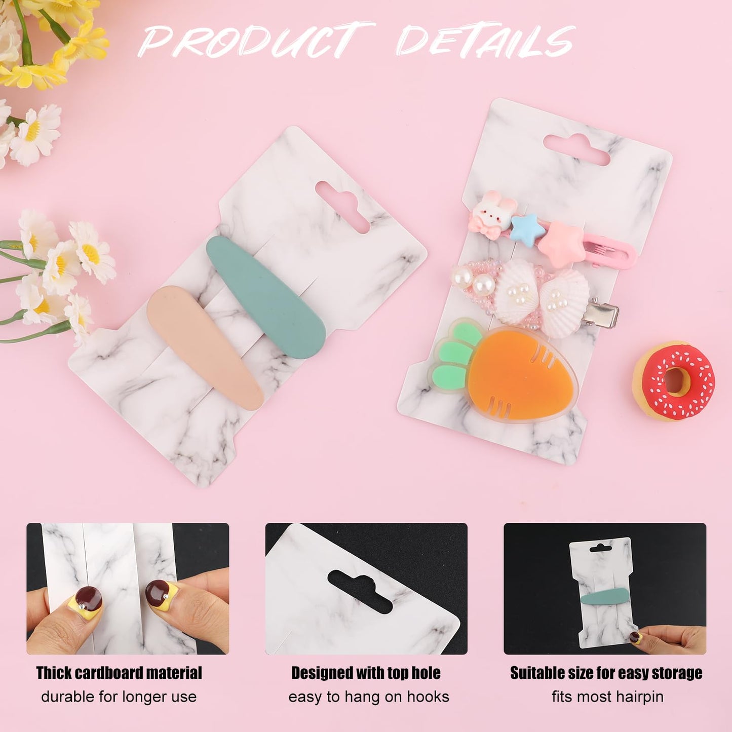 200Pcs Hair Clip Display Cards,2.64x4.53 Inch Hair Bow Holder Cards,300GSM Cardstock Rectangle Paper Cardboard Hair Barrettes Jewelry Display Holder for Hair Accessories Organizing(Marble Stripe)