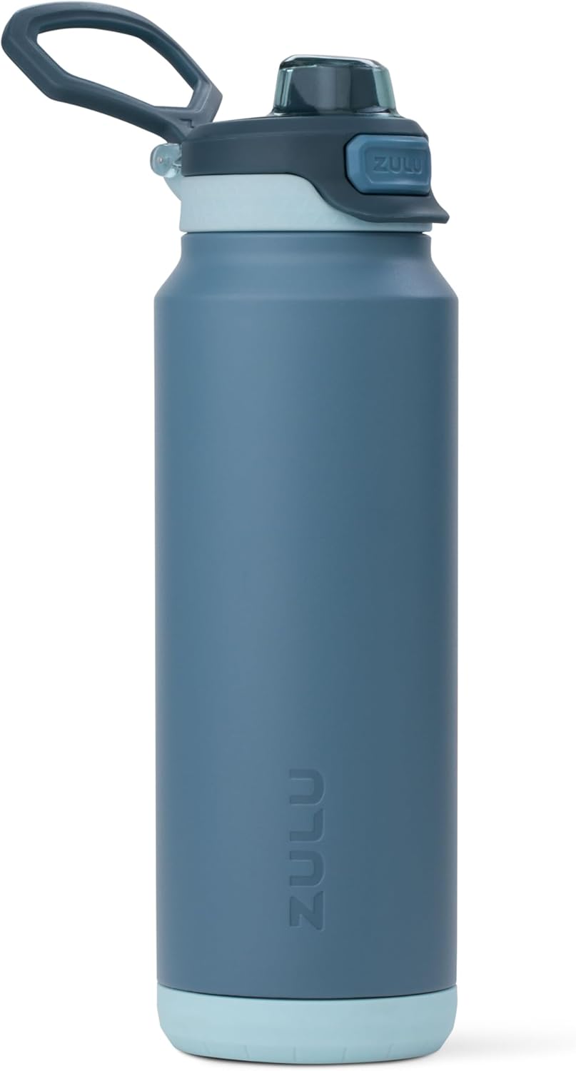 ZULU Powerfill Pro 32oz Stainless Steel Water Bottle with Quick Fill Lid, Triple Walled Vacuum Insulated Metal, Leak Proof Locking Lid, Sip and Chug, Reusable BPA Free, High Tide