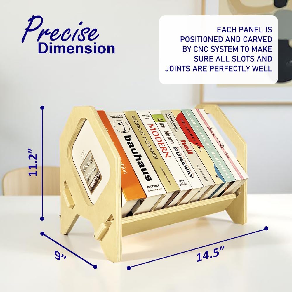 Desktop Bookshelf, Stackable Book Organizer with Handle, Storage Rack for CD/Magazine/File Folder, Portable Small Bookshelf for Study, Living Room, Kid's Room, No Nails, Small Size