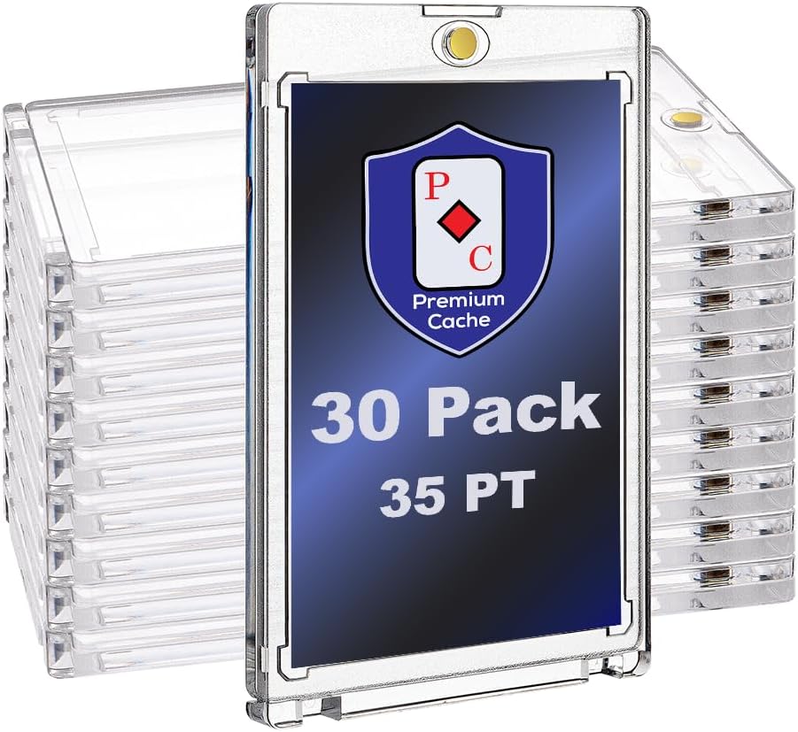 Magnetic Card Holders for Trading Cards | 35pt 30 Count | Clear Acrylic One-Touch Magnetic Card Holders Protector Case for Sports, TCG, and Collectible Cards