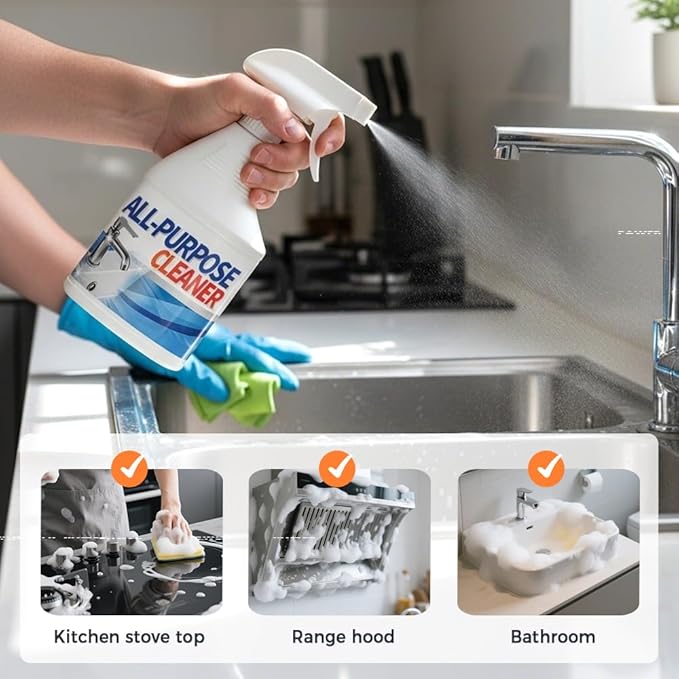 KAMOJI 2026 New Bathroom Descaler Cleaner, Multipurpose Bathrooms Cleaning Foam Spray for Kitchen, Upgrade All Purpose Rinse Cleaning Foam for Bathrooms, Sink, Glass (Apple)