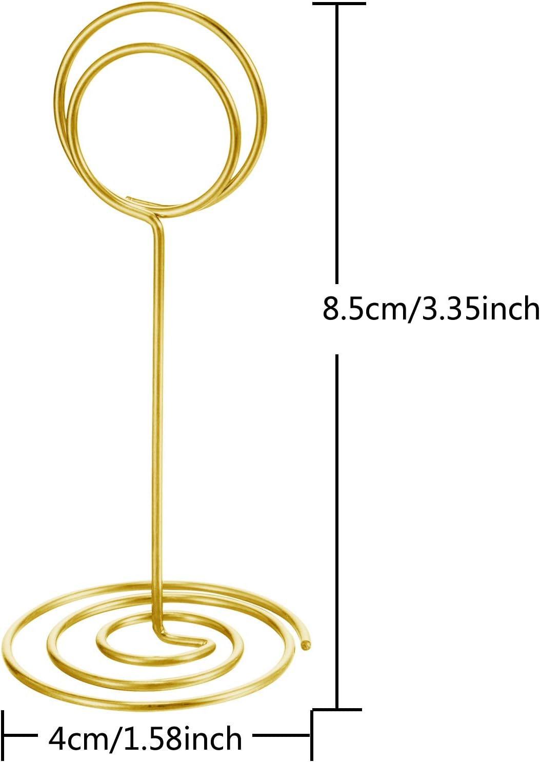 TecUnite 24 Pieces 3.35 Inch Table Number Holder Place Card Photo Holder Picture Name Menu Clips Memo Cards Stand for Wedding Reception Anniversary Birthday Party Centerpieces (Gold)
