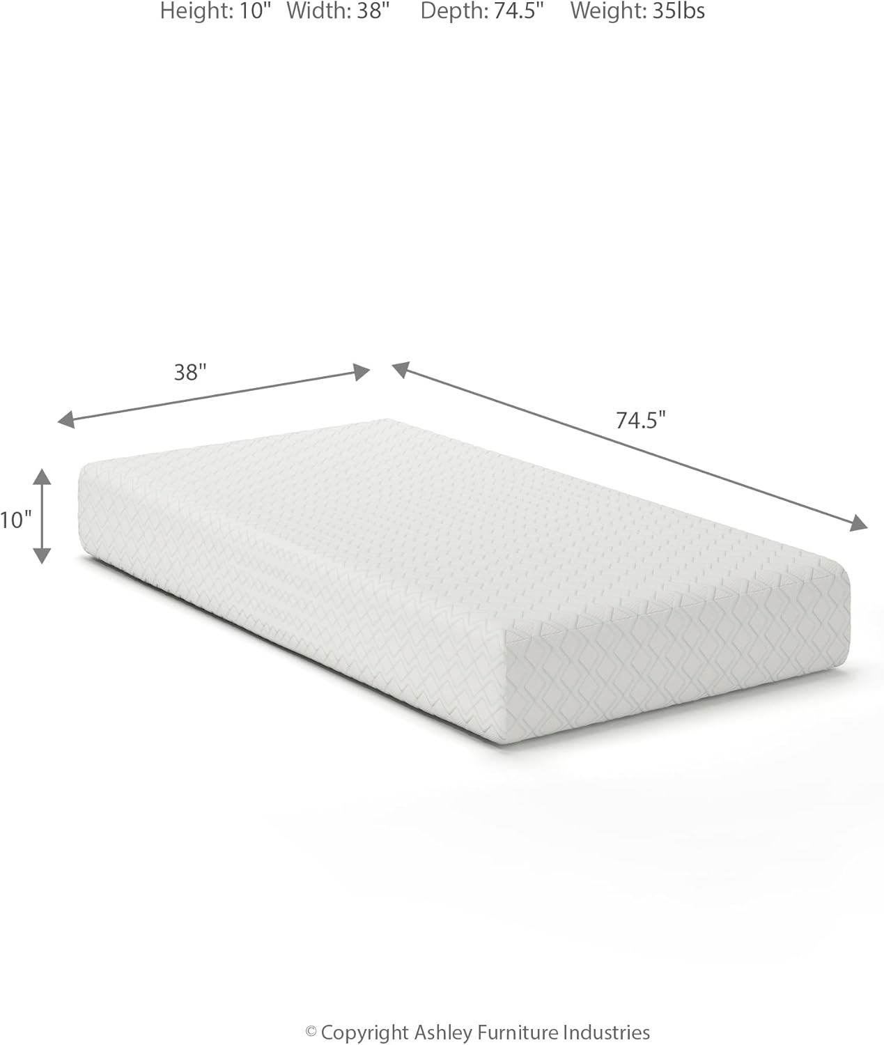 Signature Design by Ashley Twin Size Chime 10 Inch Medium Firm Memory Foam Mattress with Green Tea & Charcoal Gel for Pressure Relief, Fiberglass Free, Mattress In A Box