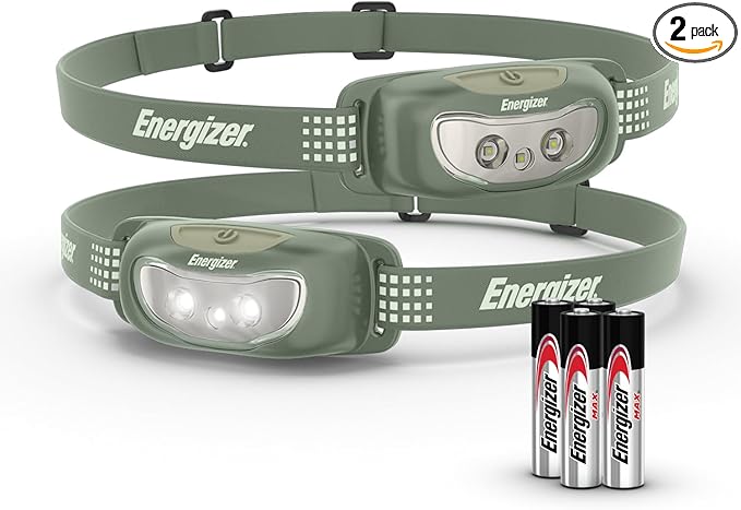 Energizer Universal+ LED Headlamp (2-Pack), IPX4 Water Resistant Headlamps, Bright Head Light for Outdoors, Camping, Running, Storm, Survival LED Light for Emergencies (Batteries Included)