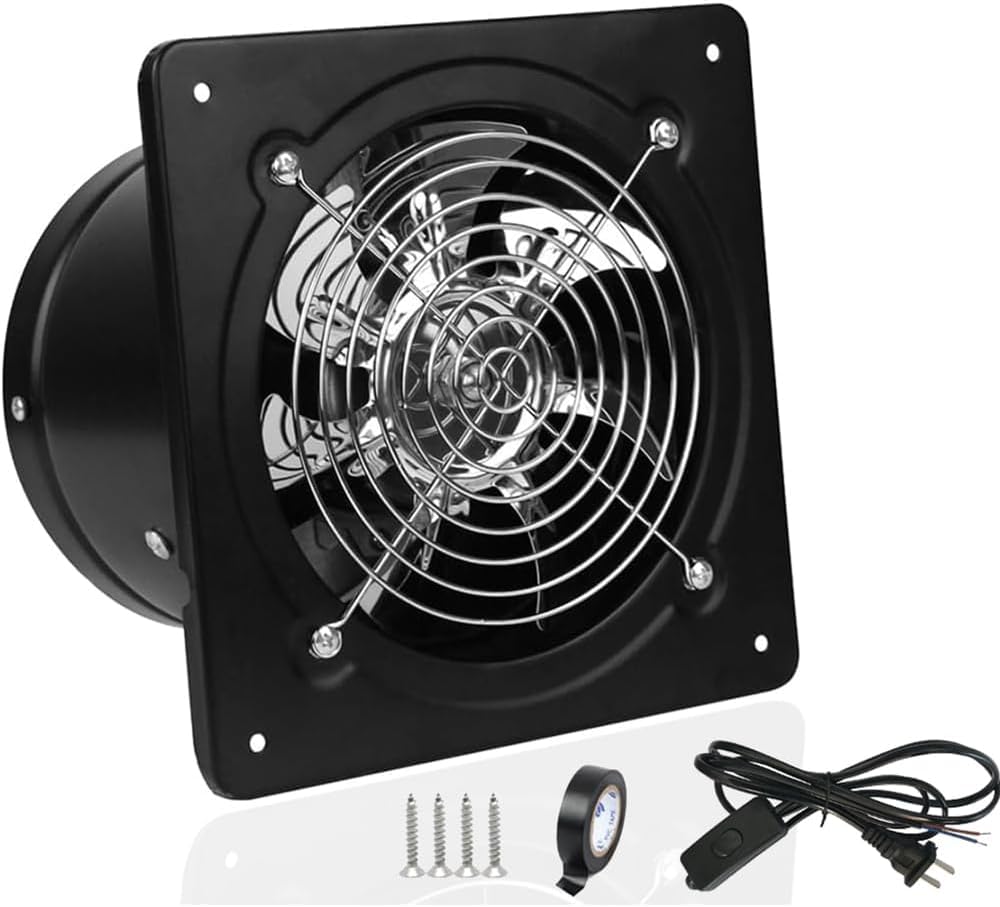 Acedurobla 6 Inch Exhaust Fan Metal Iron Ventilation Extractor, Silence With Anti-Backflow Check Valve Window And Wall Mount Ven