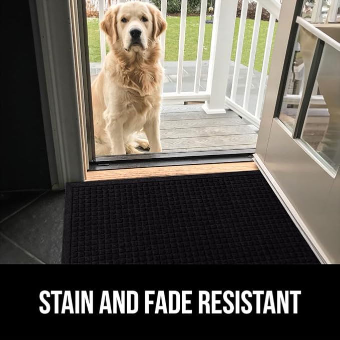 GORILLA GRIP Front Door Mat, Indoor Outdoor Ultra Absorbent HydroAbsorb Doormat, Absorbs Up to 1.7 Cups of Water, Stain and Fade Resistant, Rubber Backing Doormats, Captures Dirt, 2 Pack, 29x17 Black