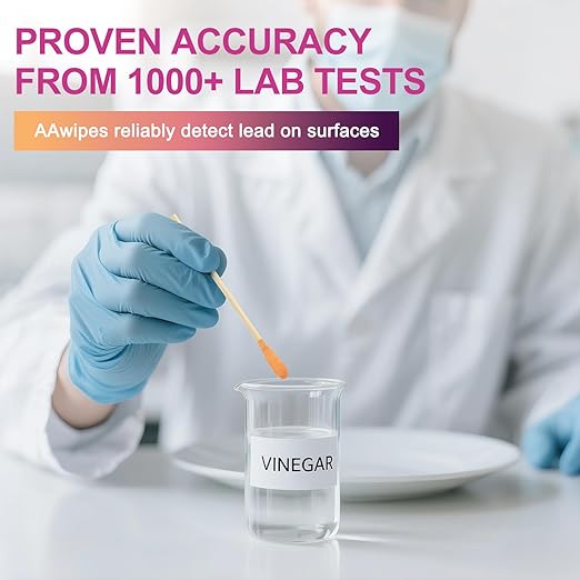 AAwipes Lead Test Kit 60 Swabs Enhanced Lead Testing Formulation at Home Lead Paint Test Kit Testing for Dishes Paint Cups Ceramics and All Surfaces - Quick Results in 30s Lead Detector (60)