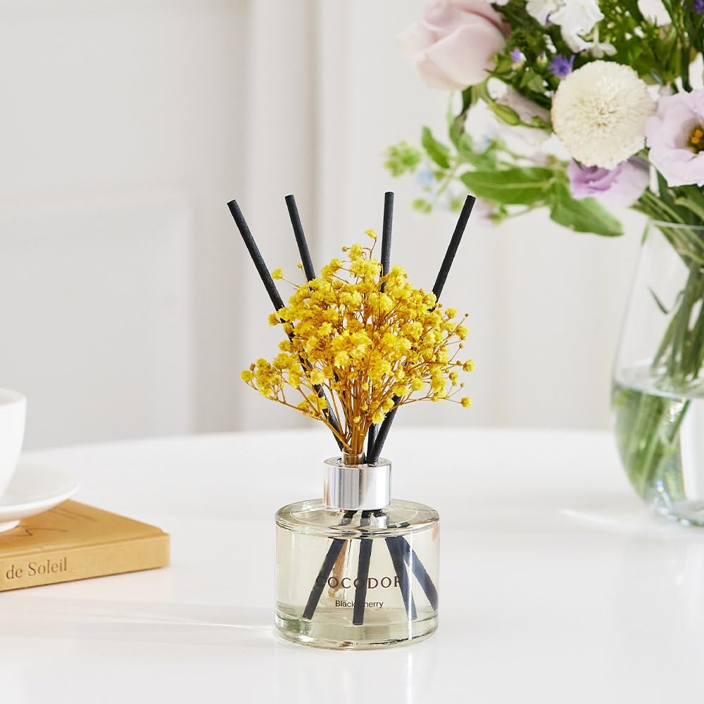 COCODOR Preserved Flower Reed Diffuser/White Jasmine/6.7oz/2Pack / Home Fragrance Scent Essential Oil Stick Diffuser for Bedroom Bathroom Home Décor