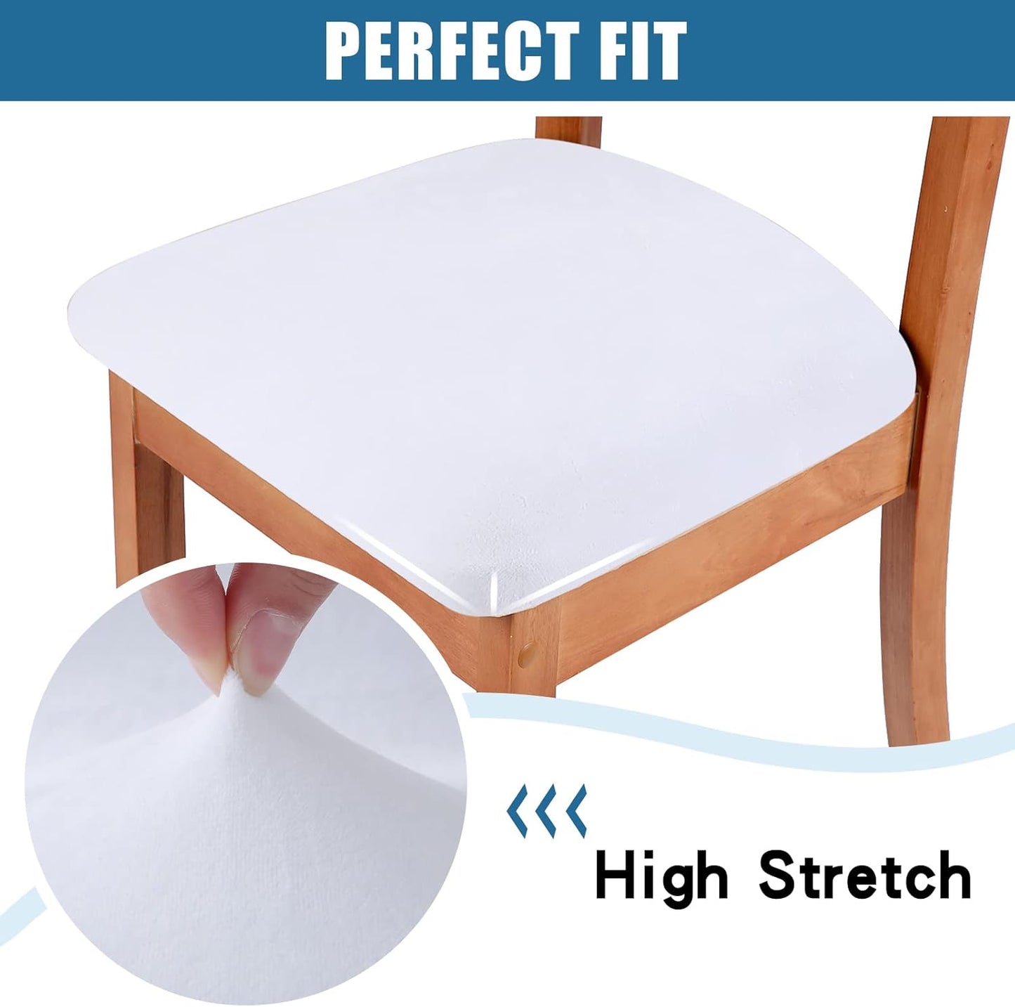 Smiry Velvet Seat Covers for Dining Room Chair Set of 4, Stretch Fit Removable Washable Chair Seat Cushion Protector Slipcovers with Ties, White