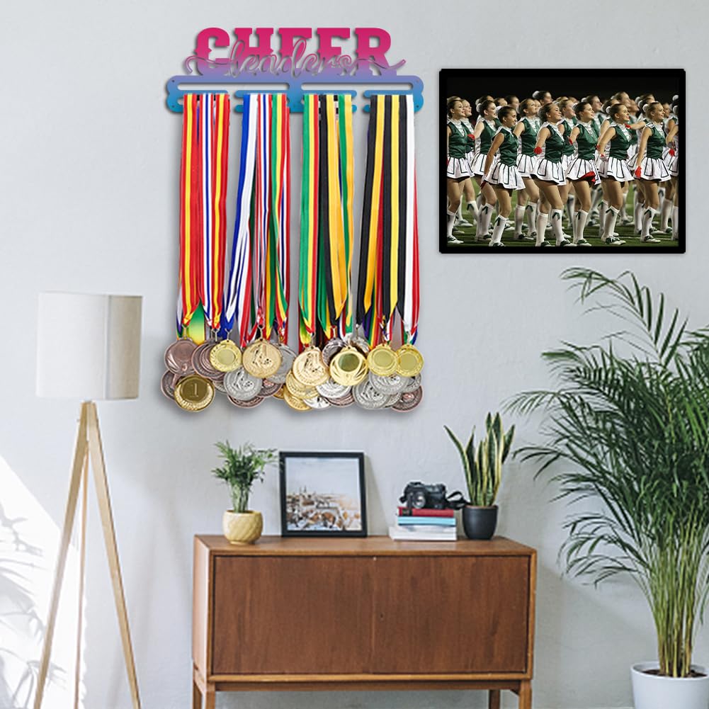 PH PandaHall Cheer Medal Hanger Display, Iron Cheer Medal Holder Cheerleader Hanger Award Ribbon Medal Rack Wall Mount Medal Holder Display for Over 60 Sports Medals Basketball Soccer Cheerleading