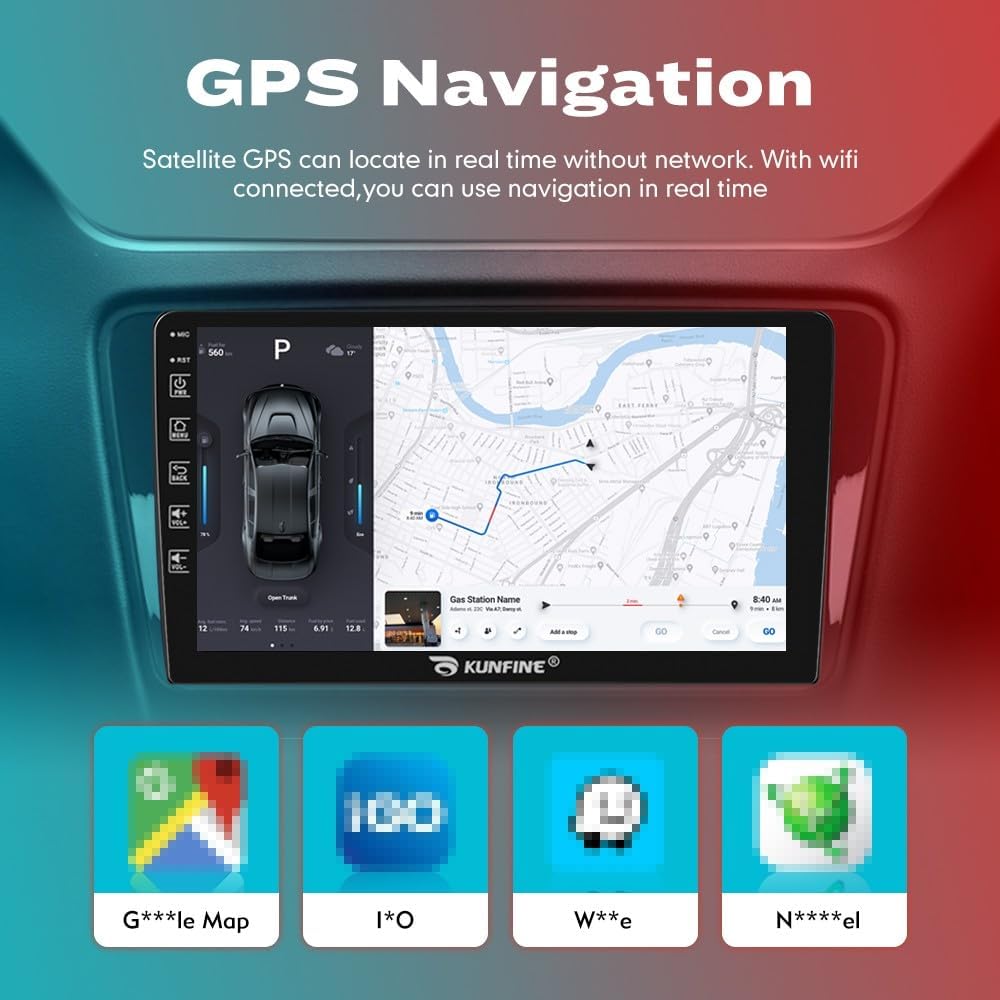 Kunfine Car CarPlay Android Auto Navigation Stereo GPS Radio Reverse Camera Display 9" IPS Touchscreen Headunit Tablet Pad Media Player for Subaru Forester 2007-2013, if Applicable Octa Core 6G+128G