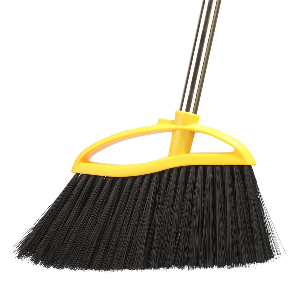 Gloffer Soft Bristles Broom for Indoor Sweeping, Household Cleaning Angle Broom with 55inch Long Handle for Home Office Hardwood Tile Floors Kitchen