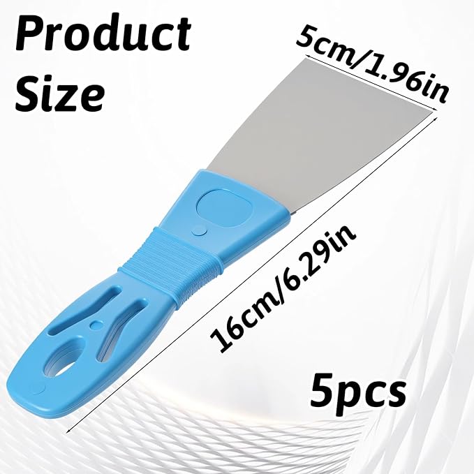 5PCS Putty Knife Scraper Set, 2inch Stainless Steel Paint Scraper, Spackle Knives, Taping Knife Tool for Repairing Drywall, Removing Wallpaper, Applying Mud or Plaster