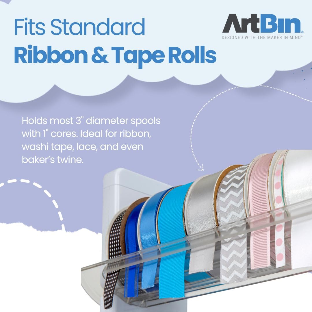 ArtBin Ribbon Storage Rack | Ribbon Spool Holder | Ideal for Craft Rooms & Studios, Gift Wrapping Stations, Small Craft Shops, Boutiques - White