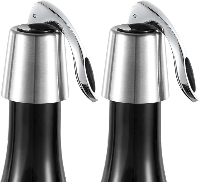 Stainless Steel Bottle Sealer & Wine Topper – Premium Wine Lover Gifts, Wine Gifts for Women and Men – Airtight Champagne Stopper for Sparkling Wine – Wine Essentials Gifts