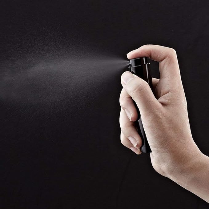Tekson 8ml Travel Perfume Atomizer Refillable, Mini Cologne Spray Bottle Empty, Small Aftershave Portable Sprayer for Liquid Dispenser (Black&Sliver)