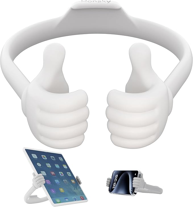 Honsky Adjustable Tablet Stand, Portable Phone Holder for Desk Bed - Multi-Angle Drawing Stand Compatible with All Tablets (White)