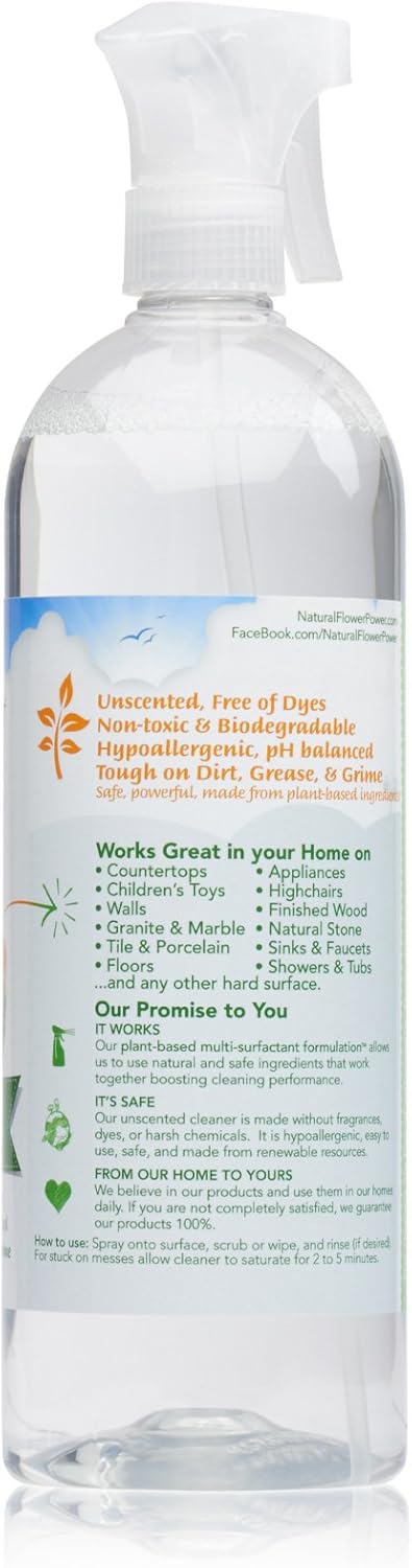 All-Purpose Cleaner Concentrate - Makes 32 Fl Oz Just Add Water - Multi-Surface Cleaning Spray, Non-Toxic, No Harsh Fumes or Chemicals, Child & Pet Safe - Free & Clear (Unscented)