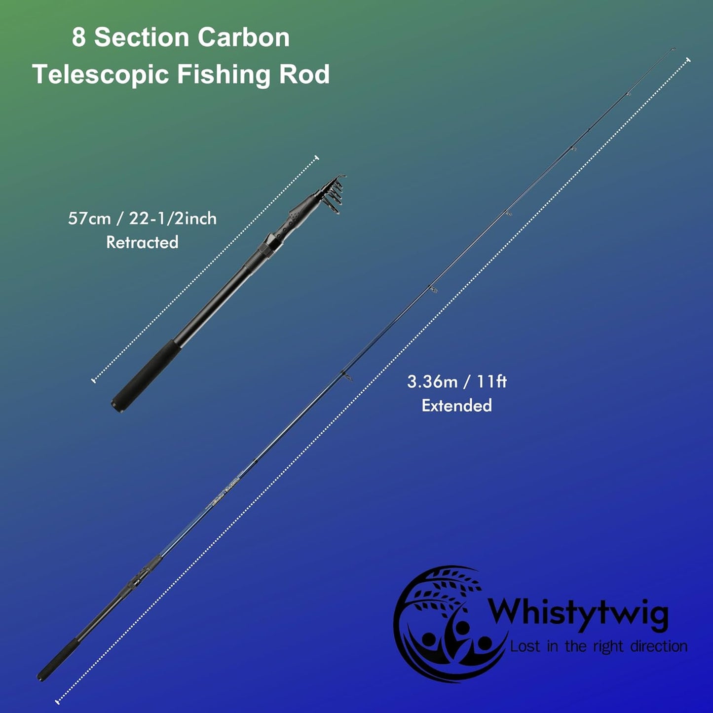 Whistytwig Telescopic Fishing Rod - Versatile Retractable Telescoping Fishing Pole, Collapsible Fishing Rod, Ideal Travel Rod