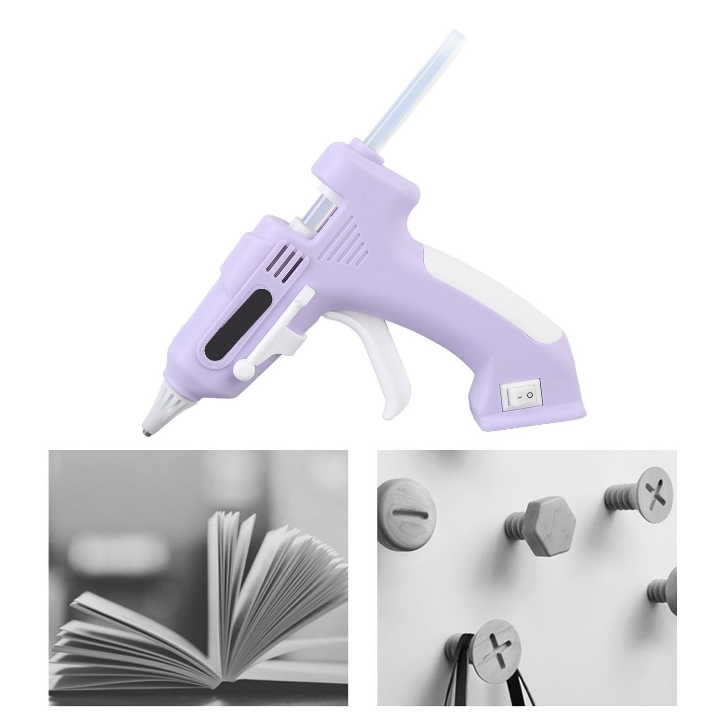 Cordless Hot Glue Gun Kit, High Temperature Mini Electric Hot Glue Kit with 10Pcs 7mm High Adhesion Sticks, Hot Melt Glue Tool for Home Repair, Arts & Crafts (Violet)