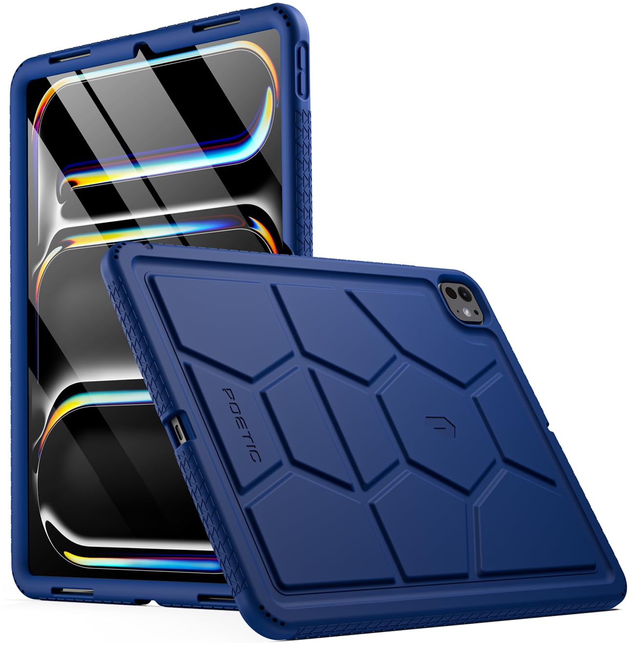 Poetic TurtleSkin Case for iPad Pro 13 Inch 2024 M4 7th Gen  Heavy Duty Shockproof Rugged Kids Friendly Drop Protection Silicone Cover Case  Navy Blue-New