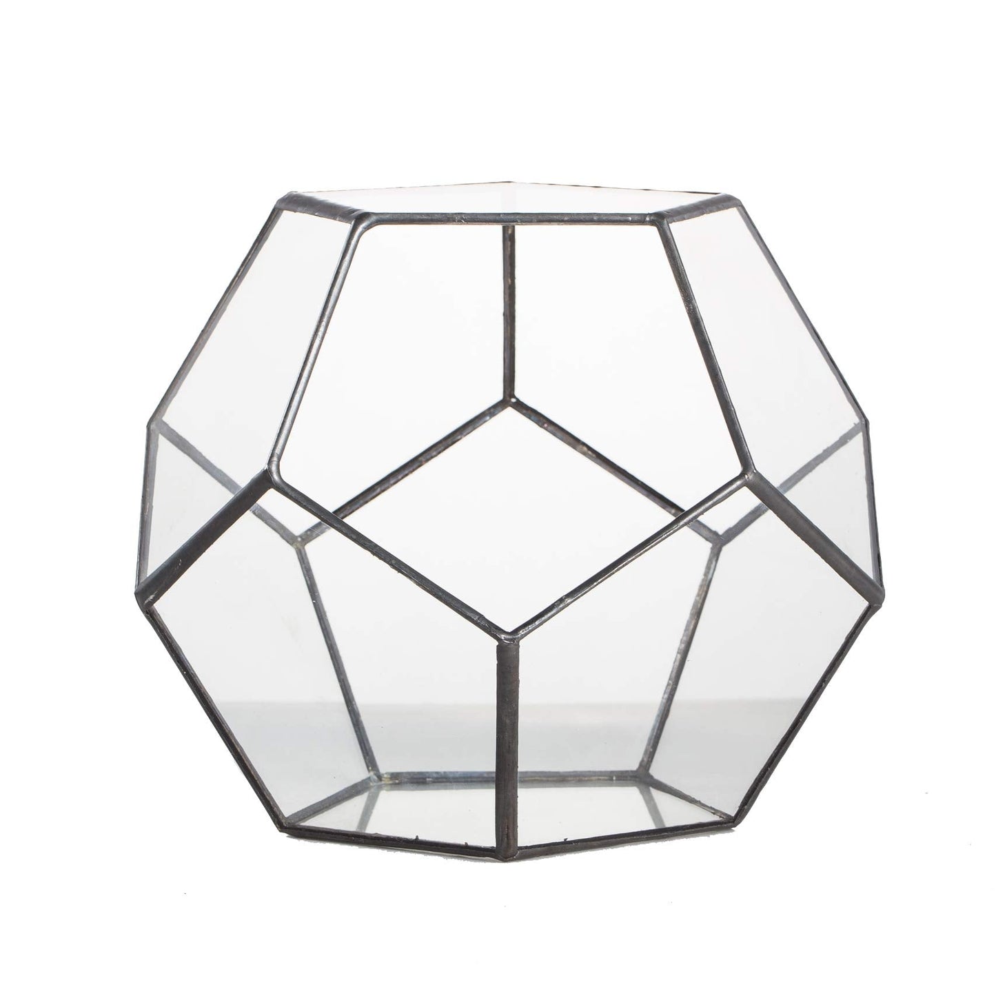 NCYP Small No Door Terrarium Planter - 6.8" x 6.8" x 5.9" Open Geometric Glass Terrarium Pot for Mini Succulents, Small Cactus - Home Tabletop Miniature Decor, Black (No Plants)