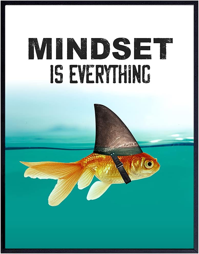 Motivational Wall Art Posters for Home, Office - Mindset is Everything - LARGE 11X14 - Inspirational Gifts for Men, Students - Entrepreneur Wall Art Decor - Uplifting Self-Improvement Positive Quotes