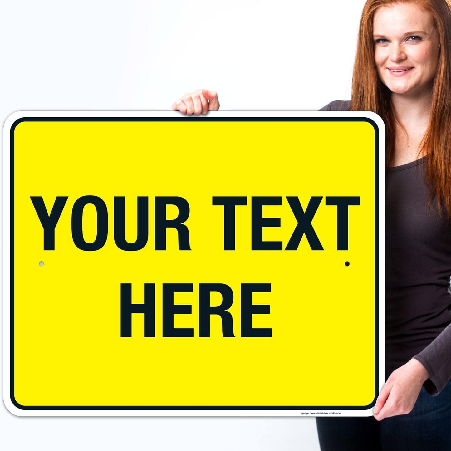 Personalized Custom Yellow Background Customize for Office, Business, Workplace, Home, Airbnb, Delivery Sign, 24x30 Inches, Rust Free .063 Aluminum, Fade Resistant, Made in USA by Sigo Signs