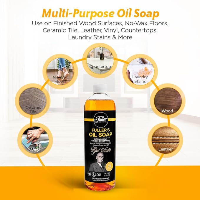 Fuller’s Oil Soap Wood Natural Cleaner – Double Strength – 24 Oz Wood & Multipurpose Natural Cleaner for Home & Commercial Use - (Pack of 1)