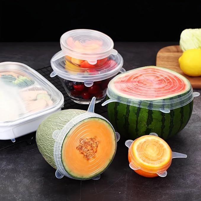 Silicone Stretch Lids Set, 6 Sizes, Reusable Food Storage Covers for Bowls, Fruits and Containers (blue, 12PCS)