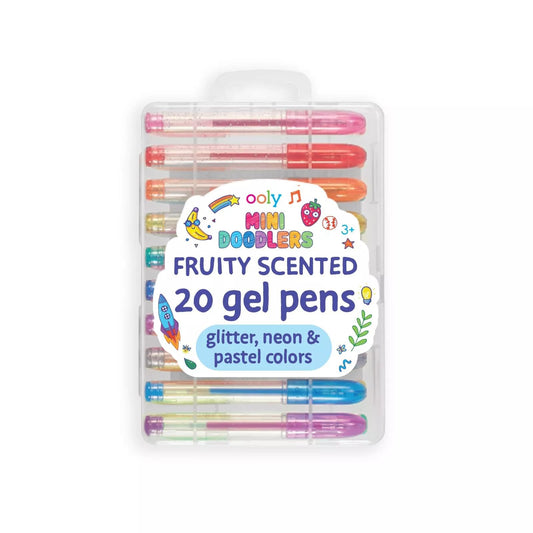 Ooly Scented Mini Doodlers Gel Set of 20 Pens - 20 Mini Glitter, Neon and Pastel Scented Gel Pens for Kids and Adults, Art and Stationery Supplies