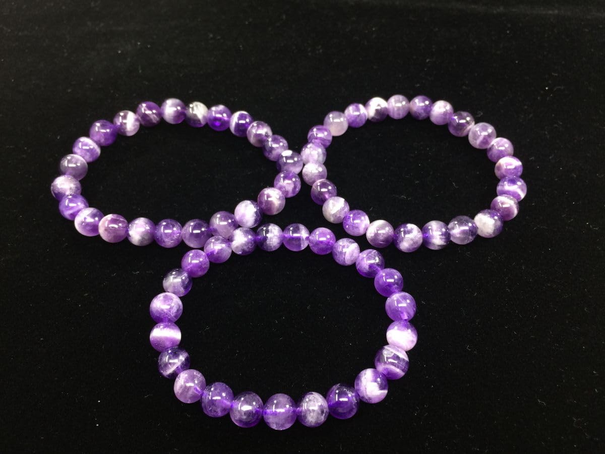 Adabele Real Natural Purple Amethyst Gemstone Beaded Bracelet 7 inch Stretch Chakra Healing Crystal Stone Jewelry Women Mom Gift (Unisex) GB8-16