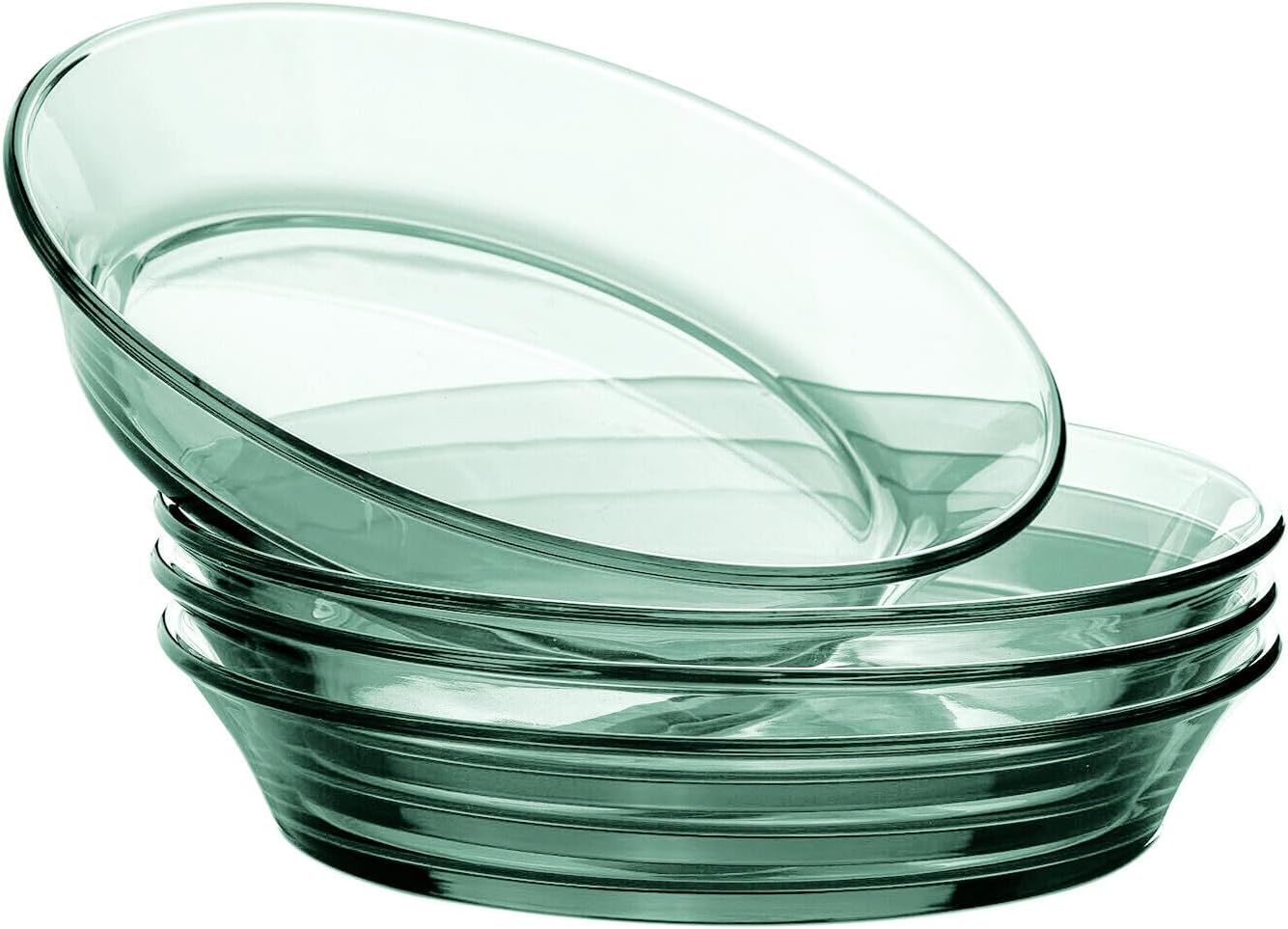 STP GOODS Glass Soup and Salad Bowl with Handles, Cobalt Transparent Glass Eating Plates, Circular Dinnerware for Salad, Bread, Dinner (Green Bowl, Set of 4)