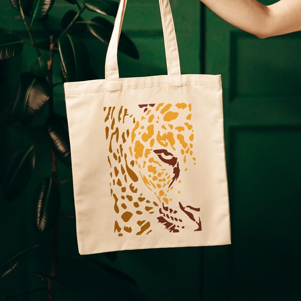 FINGERINSPIRE Peep Leopard Stencil with a Paint Brush 11.7x8.3Inch Abstract Leopard Pattern Painting Stencil Reusable PET Animal Themes Decoration Template for Painting on Wood Wall Floor Furniture