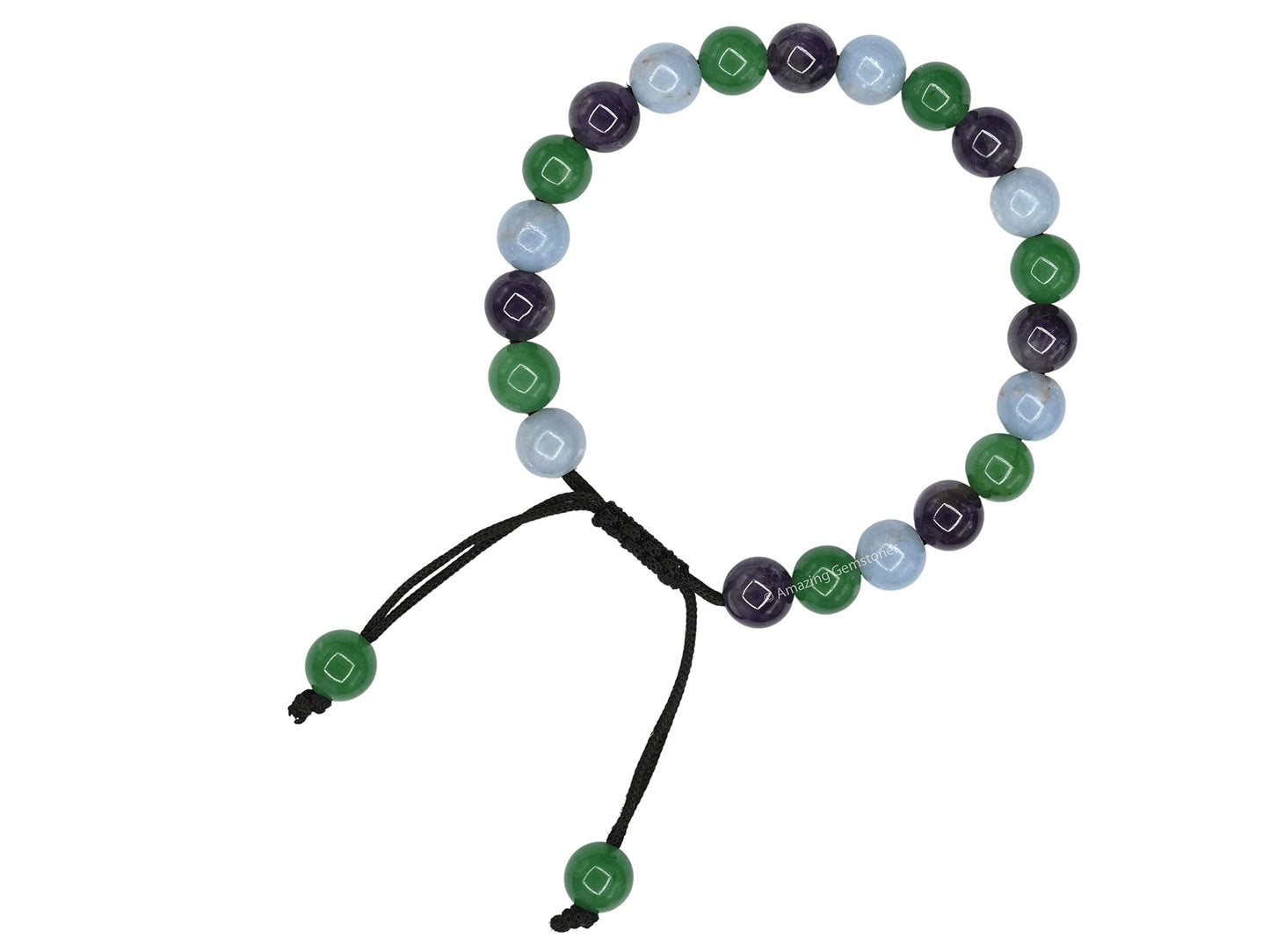Amazing Gemstone Bracelet for Retirement - Green Aventurine Angelite Amethyst Bracelet Set for Men Women Healing Calming Anxiety Stress Relief Gifts Pulseras Para Hombres Mujer Stocking Stuffers