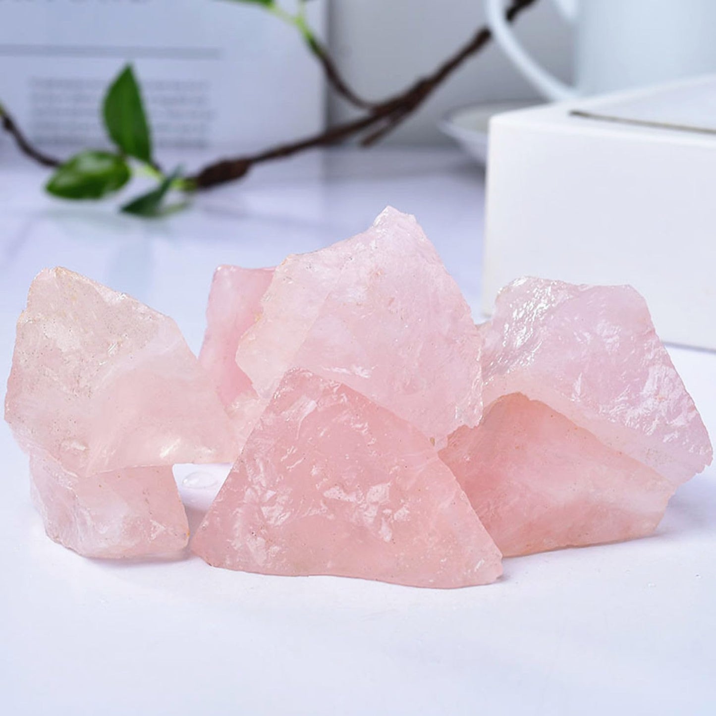 Rose Quartz Raw Crystals Healing Crystals Natural Rough Stones 1.2-2" for Tumbling, Fountain Rocks, Yoga, Meditation, Polishin, Gift 37