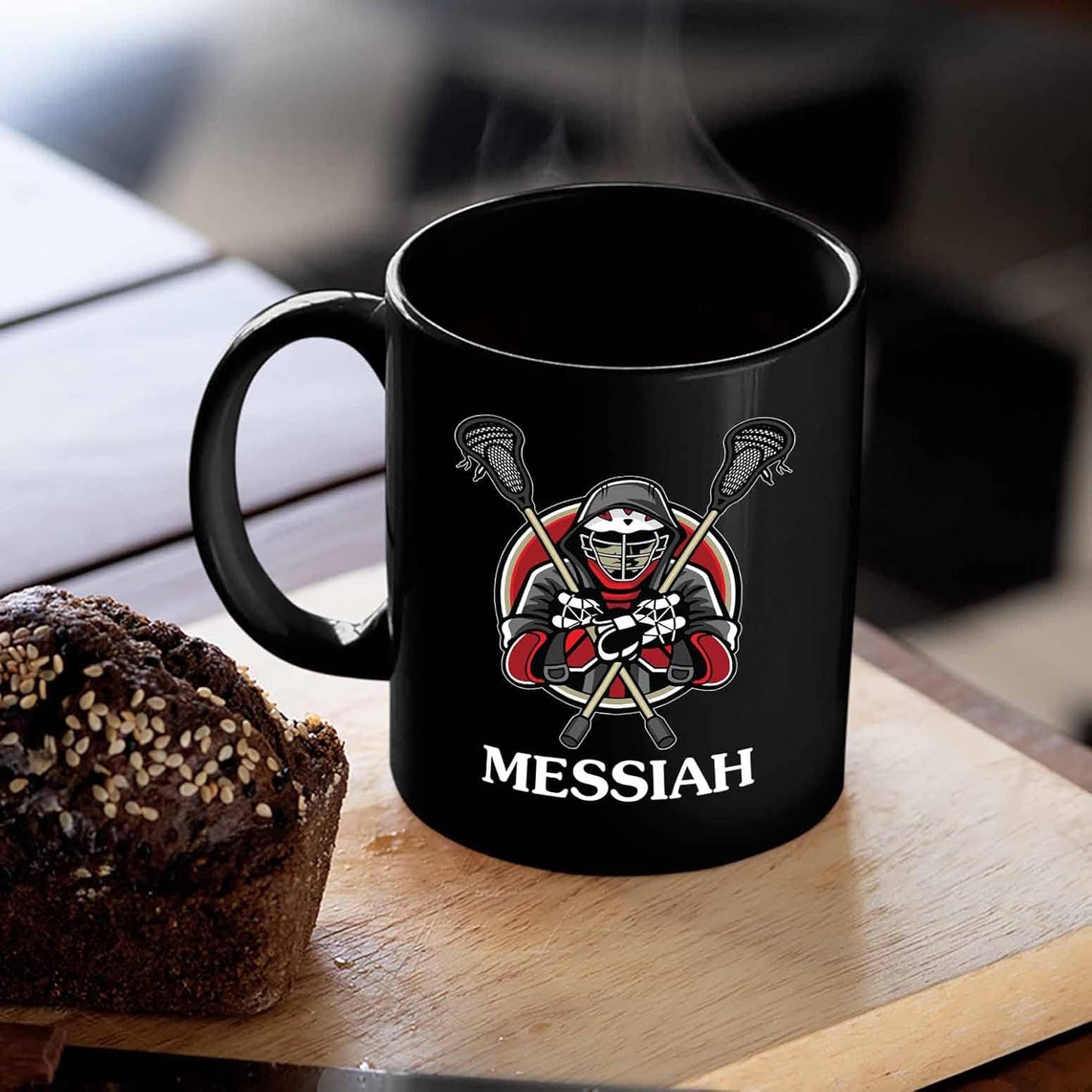 Customized Name Lacrosse Black Coffee Mugs Cups 11 Oz 15 Oz, Personalized Lacrosse Coffee Cup Gifts For Men Women Team Lacrosse Sport Players, Lacrosse Player Travel Mug, Novelty Lacrosse Cup Gift