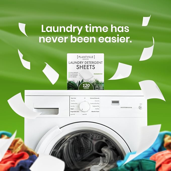 Natural Laundry Detergent Sheets - Eco-friendly Plant Based Liquidless Laundry Strips - Perfect For Home, Dorms, Travel & Camping