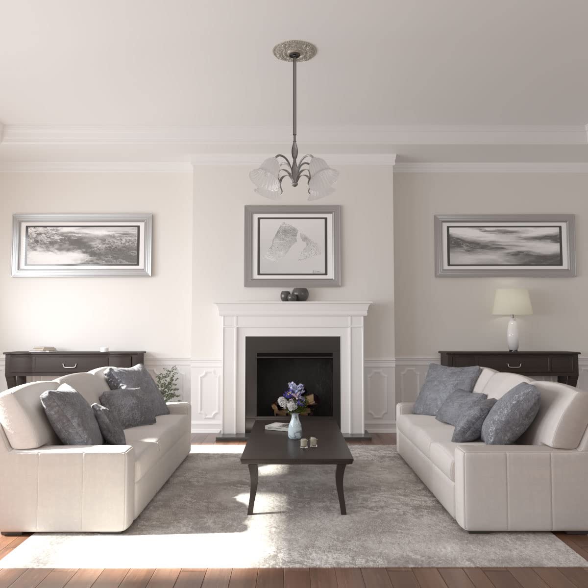 Ekena Millwork Cm18Ropws Rose Ceiling Medallion, Pearl White