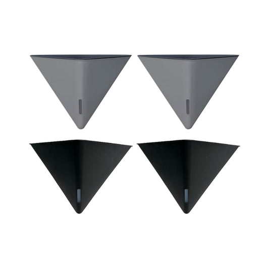 LaLaGreen Bundle - 12" x 2 Pack Gray + 12" x 2 Pack Black Large Self Watering Geometric Hanging Flower Vase Vessel with Metal Hanger, Modern Stylish Wall Mounted Succulent Pot Holder Decor