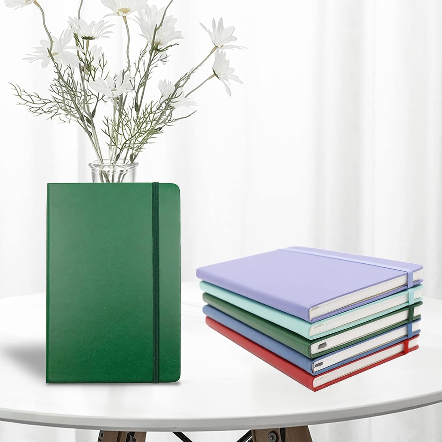 Deziliao Hardcover Notebook Journal 160 Pages, Lined Journal Notebooks for Work, 100Gsm Premium Thick Paper with Pocket, Medium 5.7"x8.4", Christmas Gift（Dark-Green, Ruled）