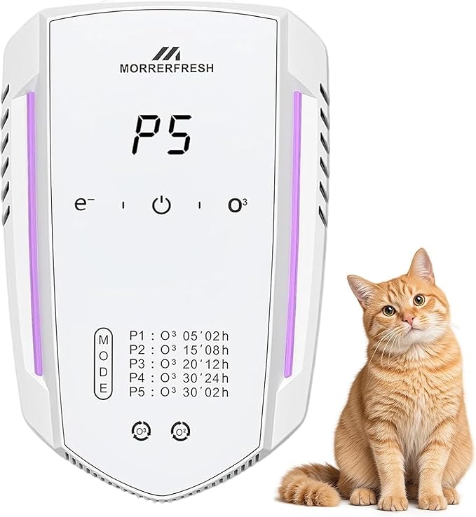 Cat Litter Deodorizer 99% Pets Poof Odor Eliminator Air Purifier Ozone Odor Removal Air Freshener for Home & Pets Litter Box Room Wardrobe Shoe Cabinet Toilet White