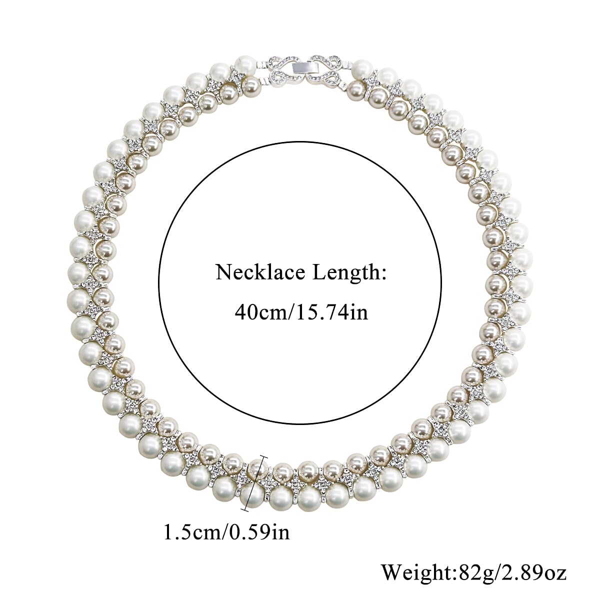 AILUOR Pearl Necklace for Women, Round Imitation Pearl Choker Necklace 20s Flapper Pearls Accessories for Themed Party Dainty Beaded Choker for Women (Two-tone)