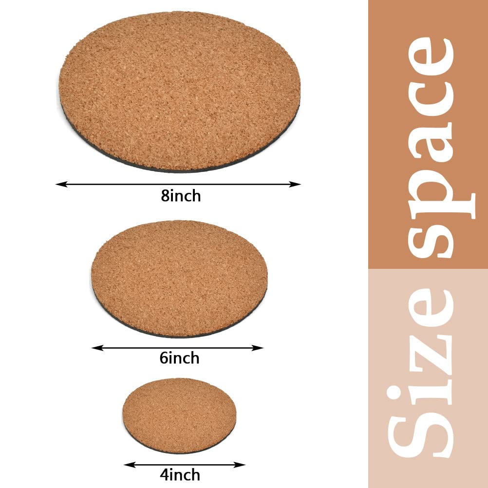 BUYGOO 10Pcs Cork Plant Mat Round Cork Plant Coasters 4/6/8 Inch DIY Corks Pad Plants Plate Pad for Gardening, Indoor and Outdoor Pots, DIY Craft Project