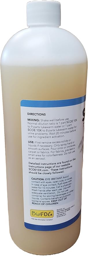 SCOE 10X Odor Eliminator Concentrate- Makes 2.5 Gallons- Urine Odor Eliminator
