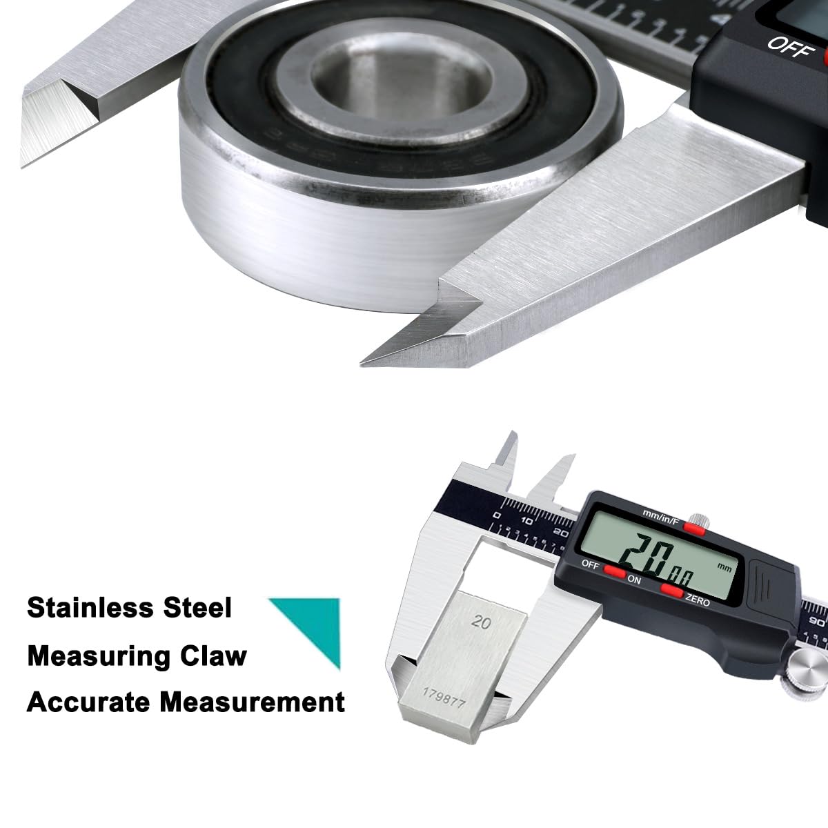 Kynp Digital Caliper, 8 Inch Micrometer Caliper Tool, Vernier Caliper Gages with Stainless Steel Body, Large LCD Screen, Auto - Off Feature, Inch Metric Fraction Conversion (200mm)